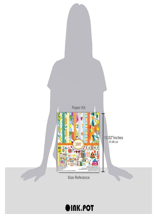 Inkdotpot Summer Fruit Theme Collection Double-Sided Scrapbook Paper Kit Cardstock 12"x12" Card Making Paper Pack with Sticker Sheet - 16 Pages - Multicolor - Image 4